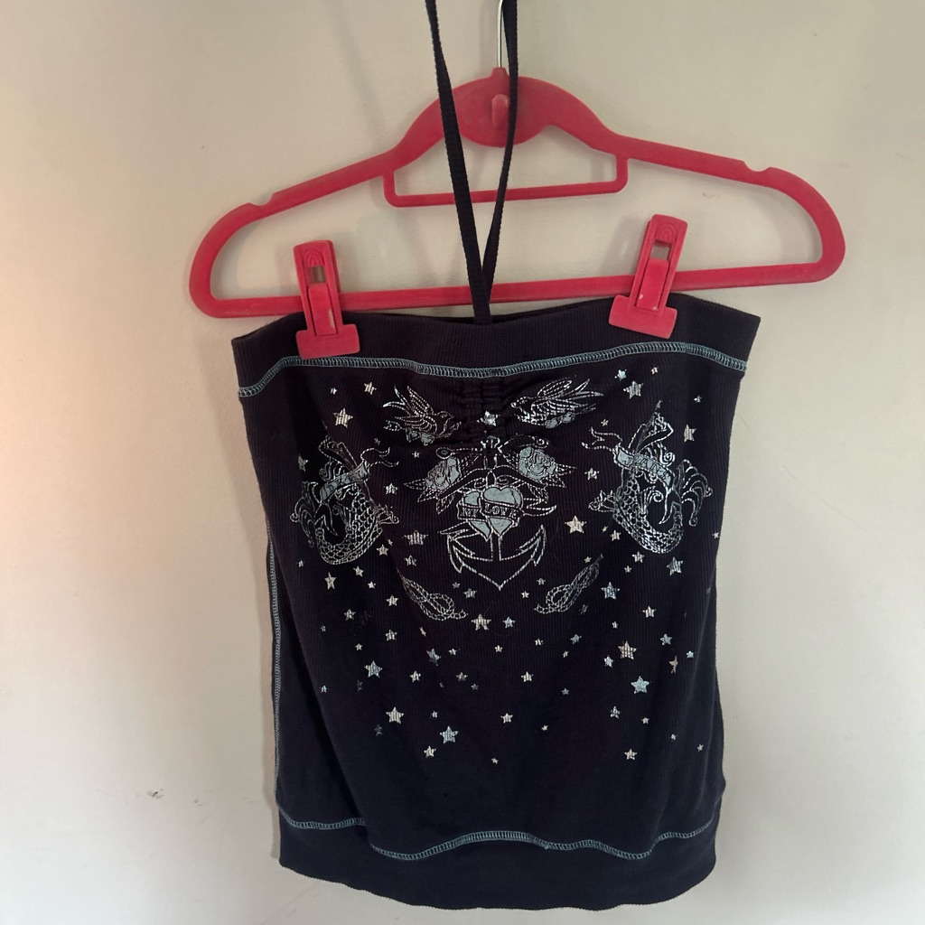 Vintage Dnky Nautical Navy Tube Top Size Medium
